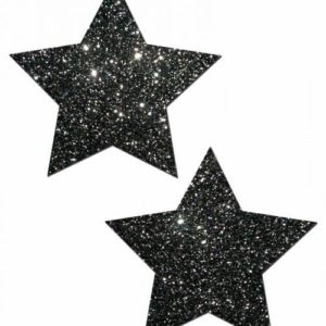 Rockstar Black Glitter Star Pasties O/S