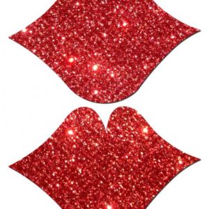 Lips Kisses Red Glitter Pasties O/S
