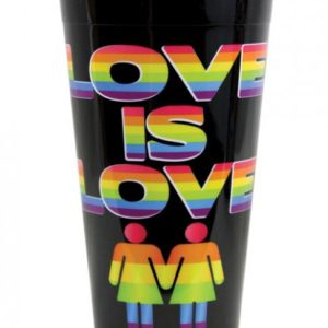 Love Is Love Drinking Cup Plastic Black, Rainbow