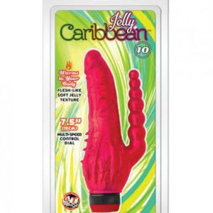Jelly Caribbean Vibe 10 Coral Red Double Penetrator