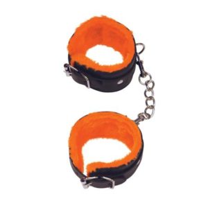 Love Cuffs Wrist Black Orange Lining