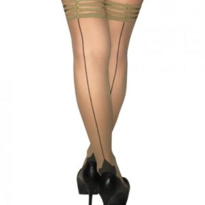 Kixies Ruby Cuban Heel Thigh High Stockings Nude C
