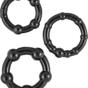 Beaded Cock Rings Black 3 Pack