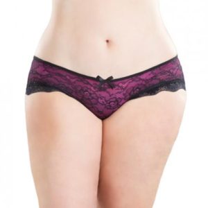 Cage Back Lace Panty Black Hot Pink L/XL