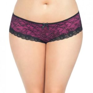 Cage Back Lace Panty Black Hot Pink 1X/2X