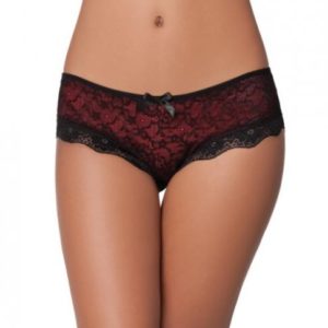 Cage Back Lace Panty Black Red S/M