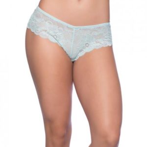 Suzette Soft Textured Lace High Leg Tanga Blue Glow 1X