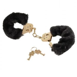 Deluxe Furry Cuffs Black Gold
