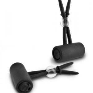 Vibrating Silicone Nipple Lassos Black
