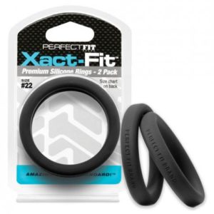 Perfect Fit Xact-Fit #22 2 Pack Black Cock Rings