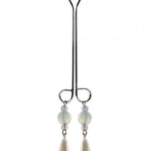 Clit Clamp Double Loop with Pearl & Purple Beads