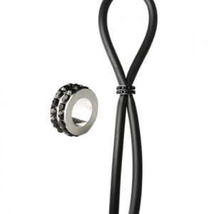 Bolo Silicone Band Lasso with Black Gems Black