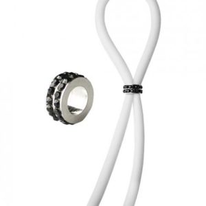 Bolo Lasso Ring Siilcone Black Gems Bead White