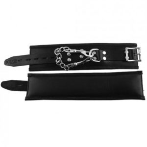 Rouge Padded Leather Wrist Cuffs Black