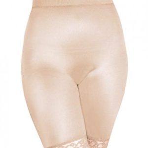 Rago Shapewear Long Leg Shaper Gripper Lace Bottom Beige 14X