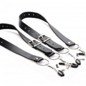 Labia Spreader Straps with Clamps Black