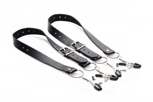 Labia Spreader Straps with Clamps Black