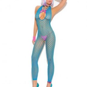 Vivace Crochet Footless Bodystocking Neon Blue O/S