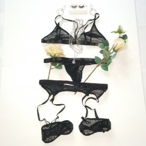 Women's Lingerie Set - Lace Bra Thong Garter Women Underwear / Sleepwear Sexy - Plus Size (Color : Red/ Black ) - Image 5
