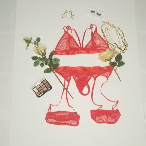 Women's Lingerie Set - Lace Bra Thong Garter Women Underwear / Sleepwear Sexy - Plus Size (Color : Red/ Black ) - Image 9