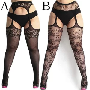 Erotic Fishnet Stocking Plus Size Lace Underwear Hollow Out Suspender - Image 5