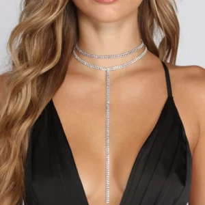Rhinestone Chain Double Layer Necklace