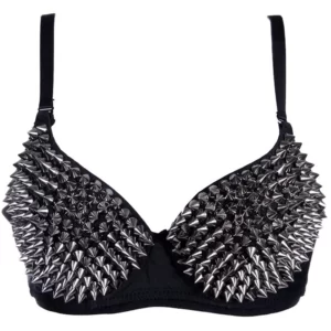 Spiked Sexy Cover Bra Top Gold/Silver/Black Plunge - Image 7