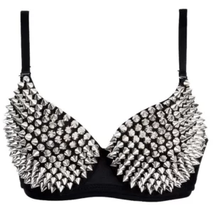 Spike-Stud-Silver Bra