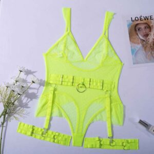 Erotic Temptation Fishnet Bodysuit w/ See Through Transparent Straps - Image 4