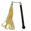 Fire flogger with Kevlar falls and oak handle connected by a swivel chain for smooth fire play performance.